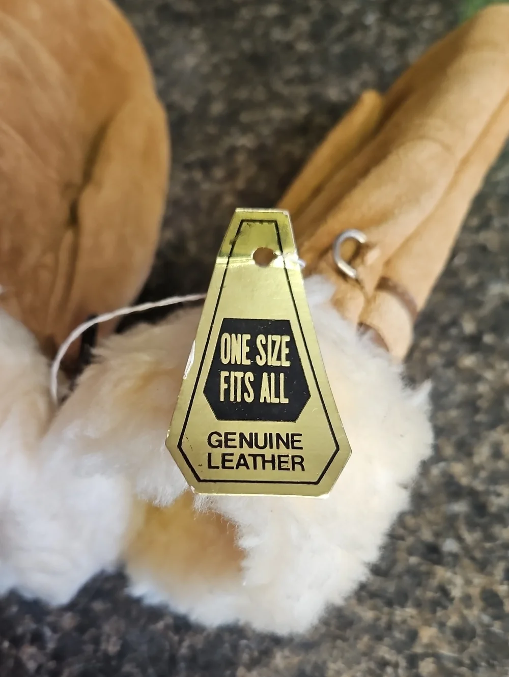 Genuine Leather Suede Fur Trim Mittens BNWT